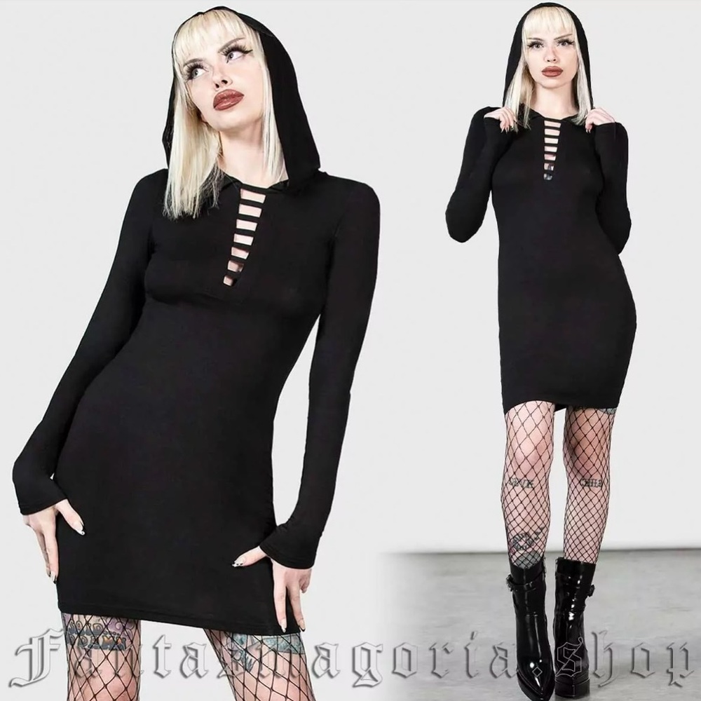 Killstar Nocturnal Queen Hooded Bodycon Dress
